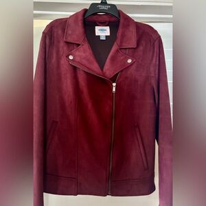 Old Navy Women's Burgundy Suede Moto Jacket